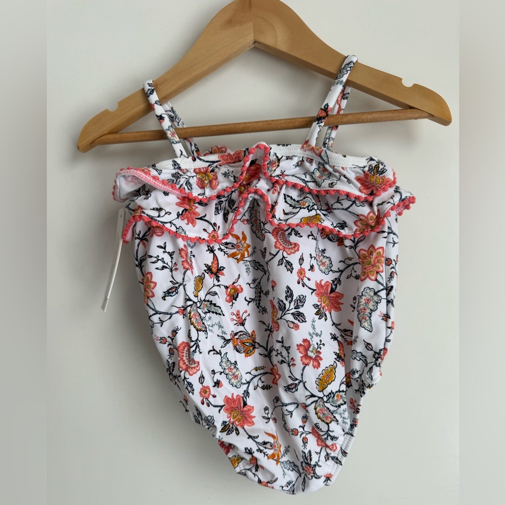 Janie‎ and Jack white floral one-piece swimsuit 18-24 months NEW Girls Baby UPF